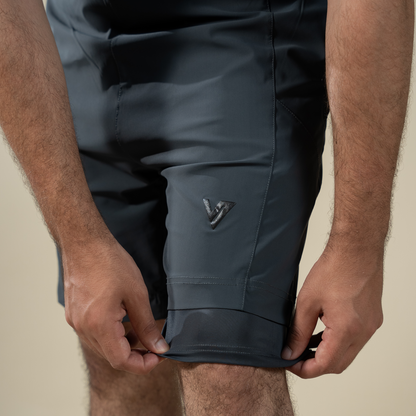 Compression Shorts - Grey | 2-in-1 Double-Layer Performance Shorts