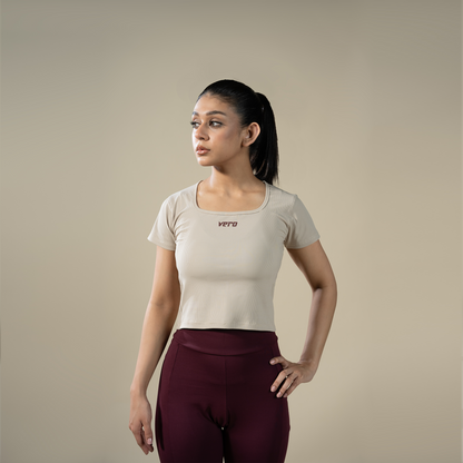 Sculpt Tee - Beige | Women’s Performance T-Shirt
