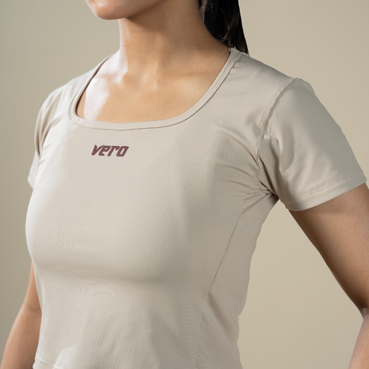 Sculpt Tee - Beige | Women’s Performance T-Shirt