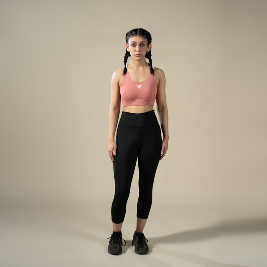 Compression Cross Bra - Pink | Women’s Cross-Back Sports Top