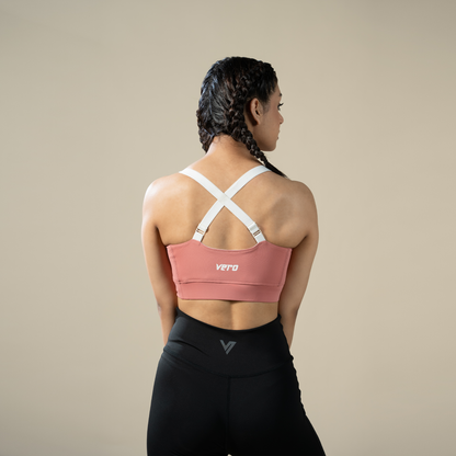 Compression Cross Bra - Pink | Women’s Cross-Back Sports Top