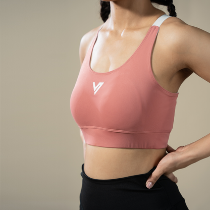 Compression Cross Bra - Pink | Women’s Cross-Back Sports Top