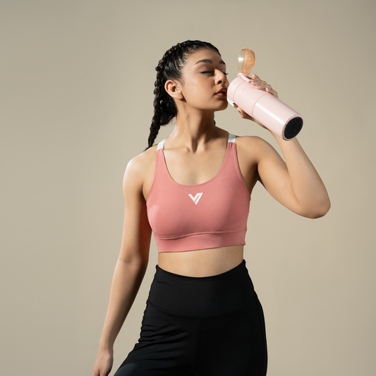 Compression Cross Bra - Pink | Women’s Cross-Back Sports Top