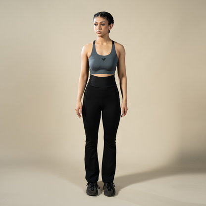 Compression Cross Bra - Grey | Women’s Cross-Back Sports Top