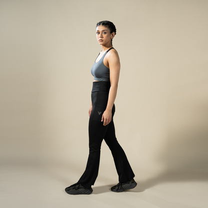 Compression Cross Bra - Grey | Women’s Cross-Back Sports Top