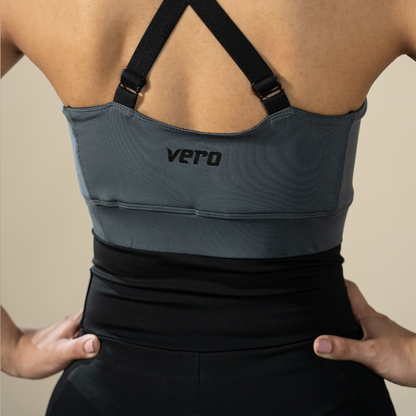 Compression Cross Bra - Grey | Women’s Cross-Back Sports Top